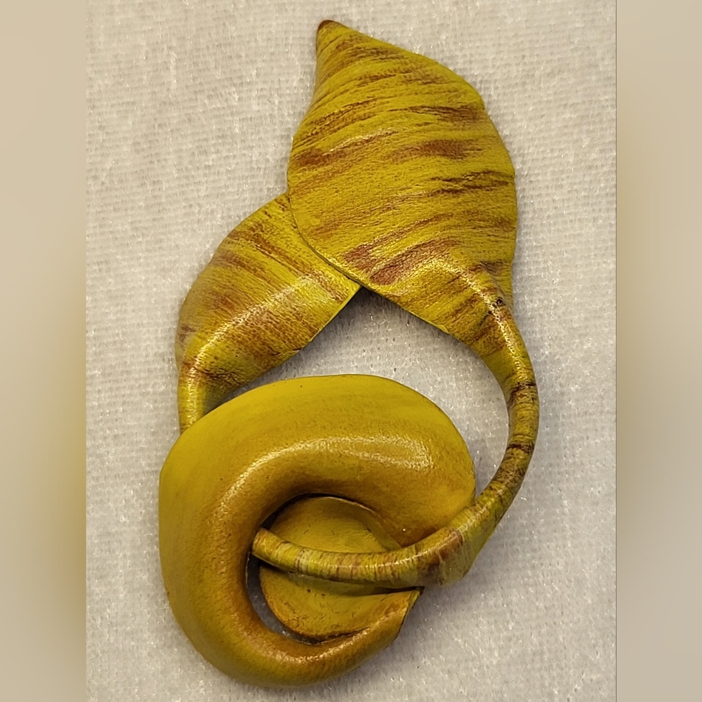 Artisan Leather Staghorn Fern Plant Brooch